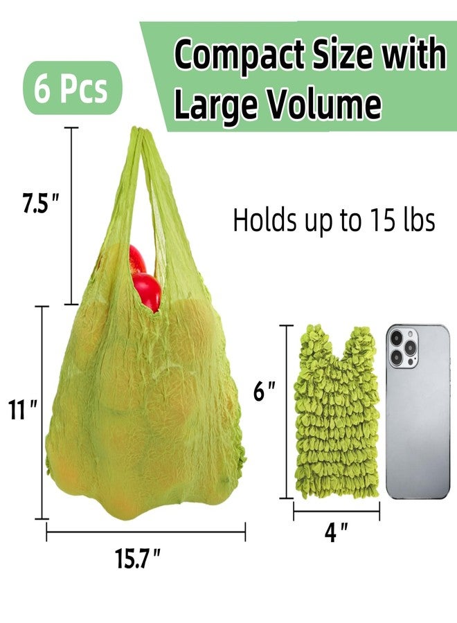 Jowgut 6 Pieces Magic Stretch Bags, Large Capacity Pleated Expandable Shopping Bags, Reusable Foldable Grocery Tote Portable for Shopping, Travel, Groceries, Work, Picnics - Image 2